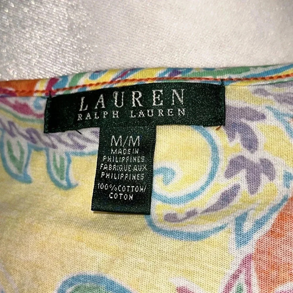 colorful Lauren Ralph Lauren ruffle paisley print sleeveless top size medium - Picture 3 of 3